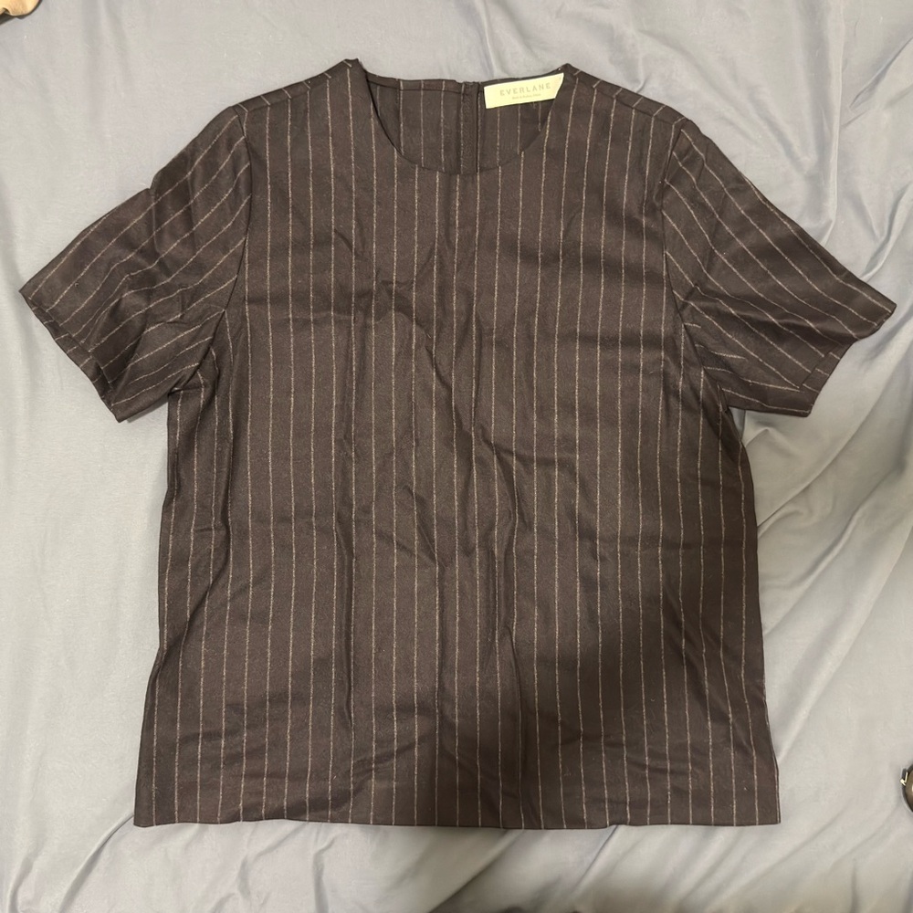 Everlane Wool Cashmere Pinstripe Back Zip Top